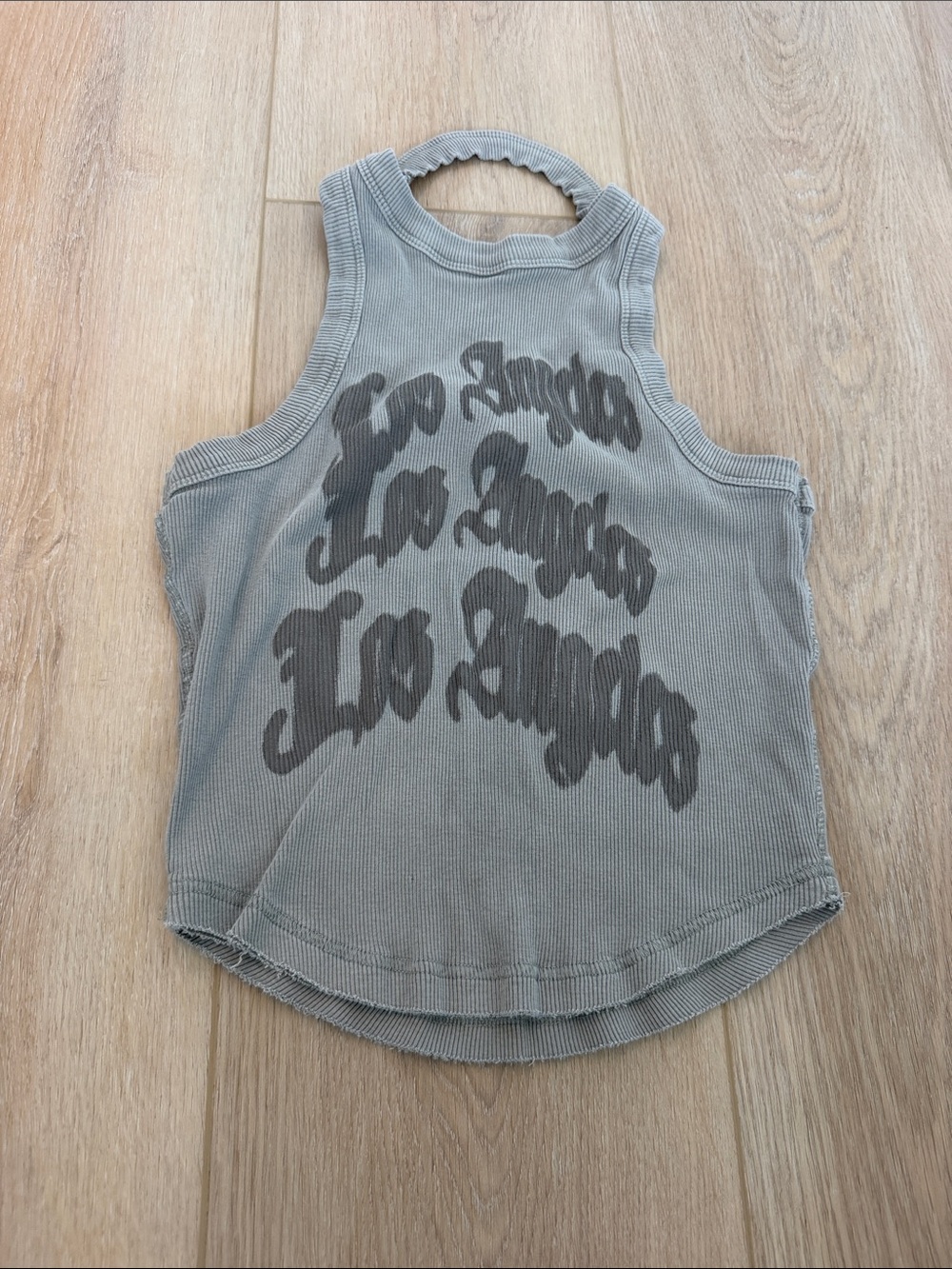Fashion Nova Gray Ribbed 'Los Angeles' Graphic Tank